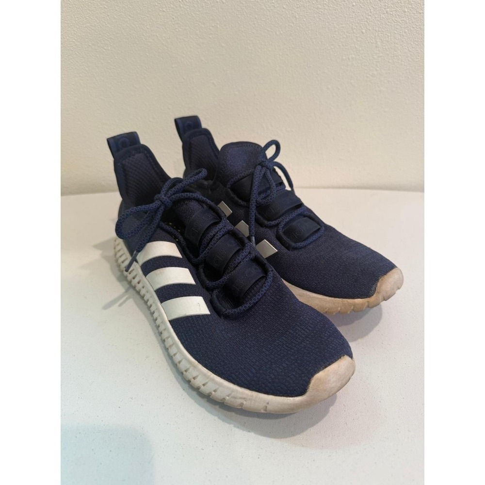 Adidas Kaptir Mens Navy Blue White Knit Athletic Running Sneakers Shoes